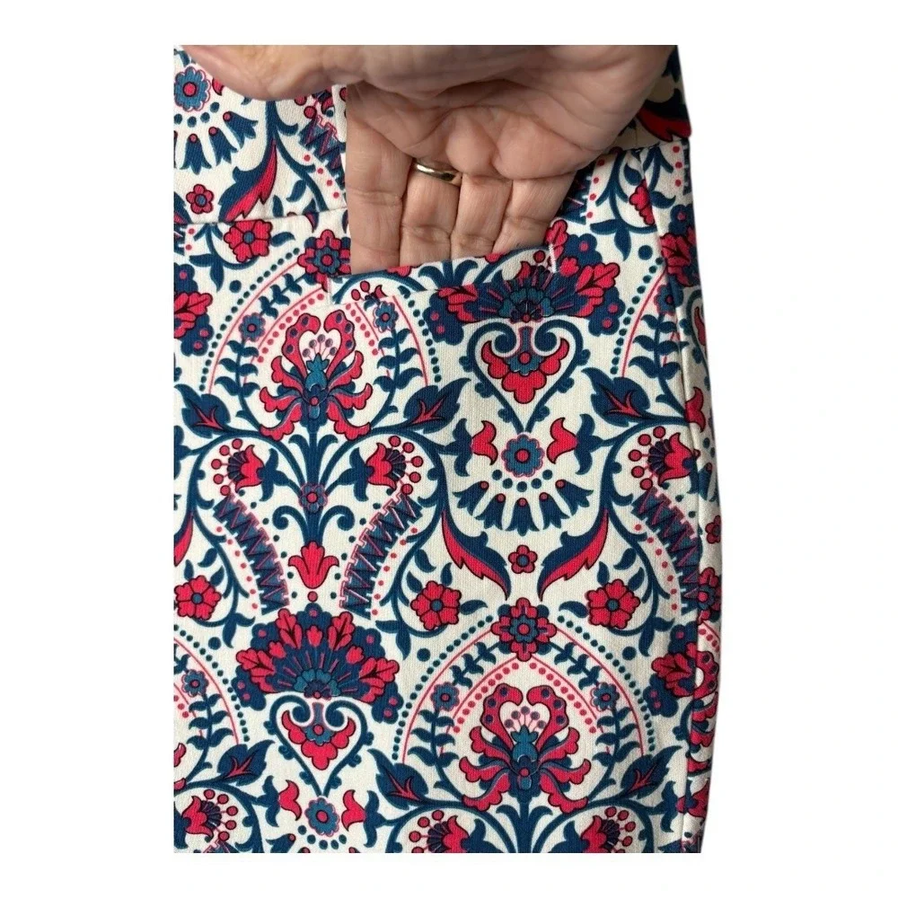 Ann Taylor LOFT Marisa Pants Womens 4 Multicolor Paisley Ankle Crop Stretch Boho